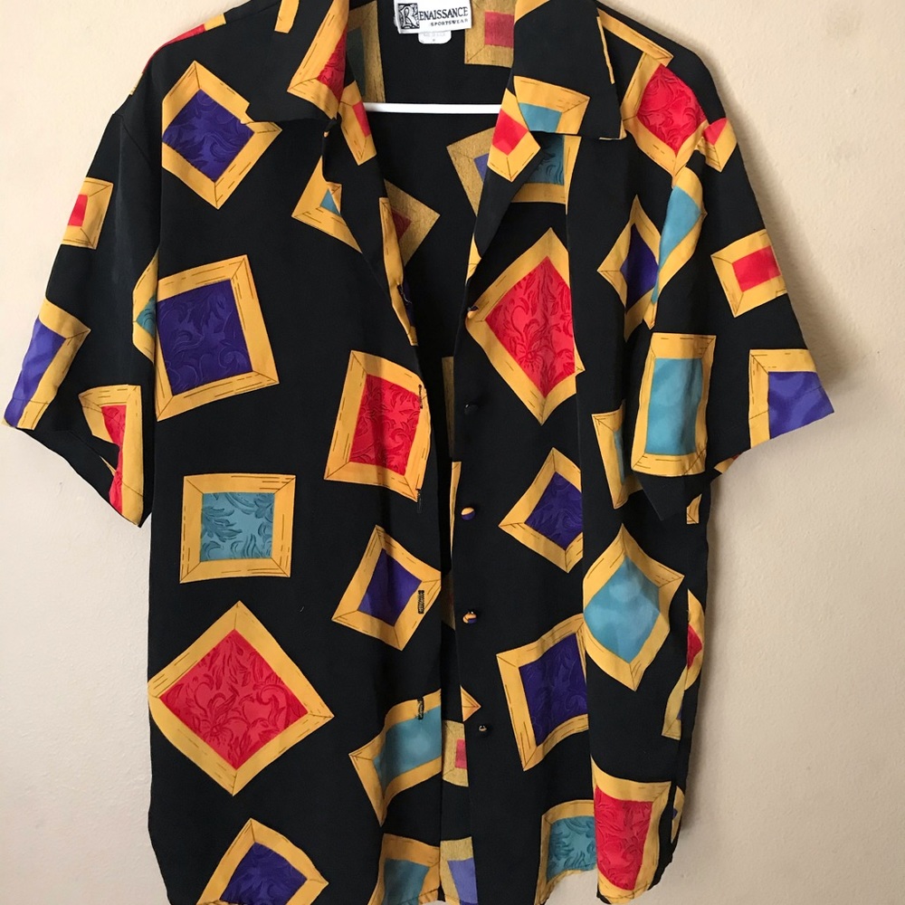 80s vintage jewel patterned blouse